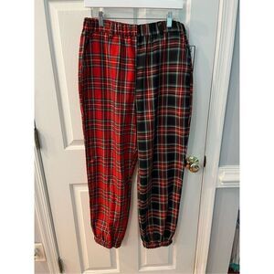 Almost Famous Mixed Plaid Elastic Waist Jogger Pants Punk Dark Academia Sz XL NW